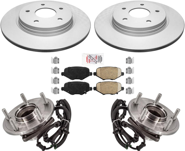 Rear Wheel Bearing Hub Assembly Coated Rotors & Pads For Grand Caravan 2013-20