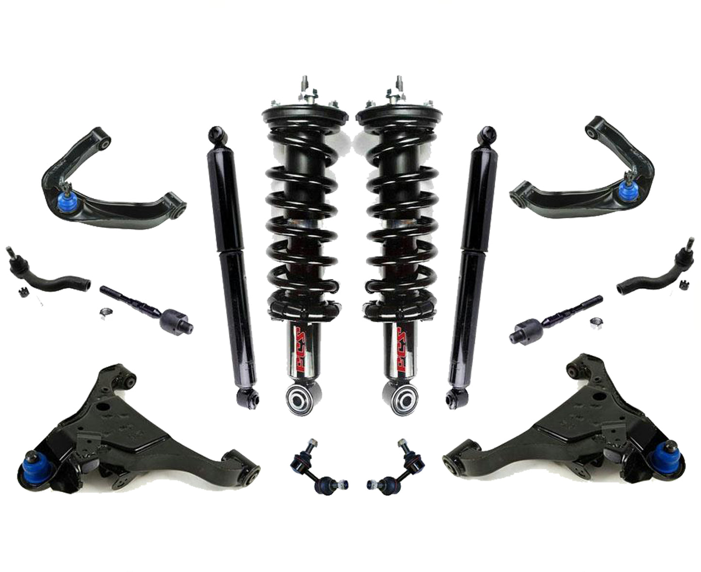 Muelles helicoidales de puntal, control de balanceo, varillas de amarre, bola Jts 05-13 Frontier 6cyl 4WD, 14 piezas
