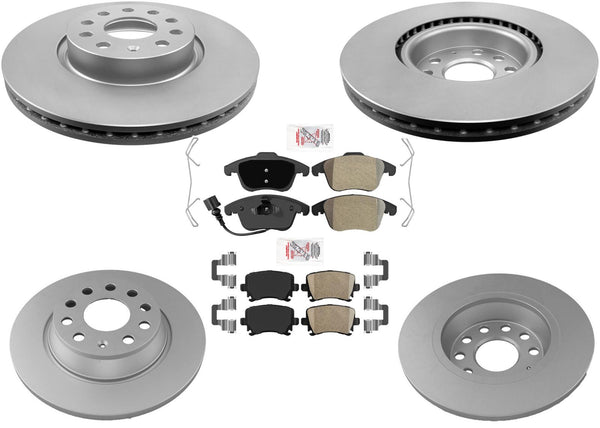 F & R Coated Disc Brake Rotors Brake Pads for Volkswagen Tiguan Limited 17-18