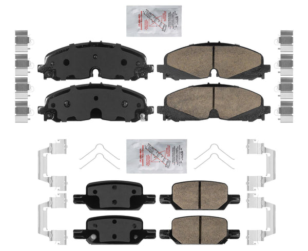 Front and Rear AmerPro Ceramic Pads with Hardware For GMC Canyon 2021-2022