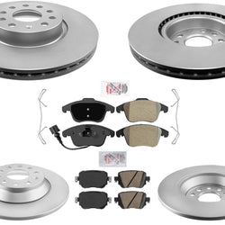 Front and Rear Coated Disc Brake Rotors Brake Pads for Audi Q3 2017-2018