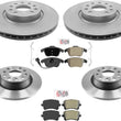 Front and Rear Coated Disc Brake Rotors & Brake Pads For Audi Q3 2013-2015