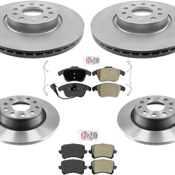 Front and Rear Coated Disc Brake Rotors & Brake Pads For Audi Q3 2013-2015
