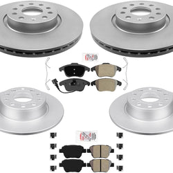 Front and Rear Coated Disc Brake Rotors Brake Pads for Volkswagen Passat 12-14