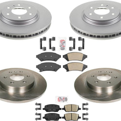 Coated Front Disc Brake Rotors Rear Rotors & Pads For Chevrolet Uplander 06-09