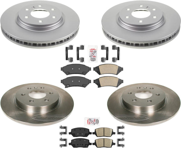 Coated Front Disc Brake Rotors Rear Rotors & Pads For Chevrolet Uplander 06-09