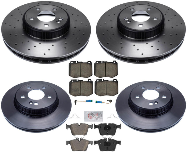 Pastillas de rotores de disco de freno delantero y trasero para Mercedes C300 342MM AMG 2015-2021