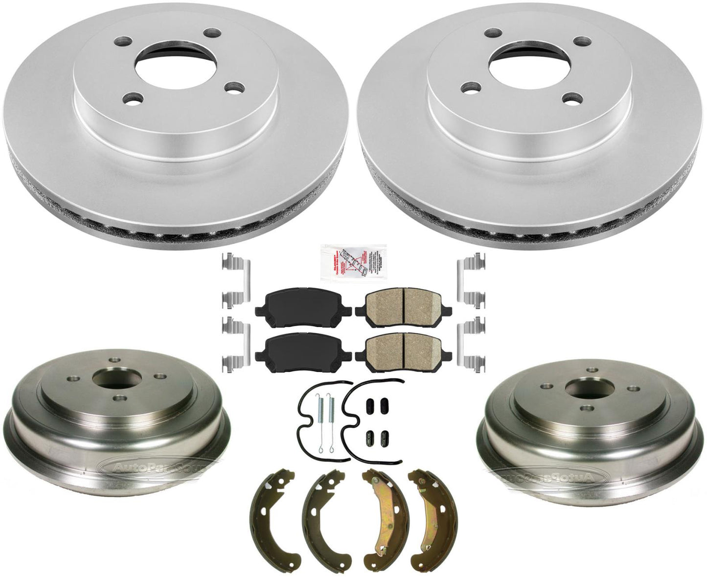 Front Rotors Rear Drum Brakes Pads Shoes For Chevrolet Cobalt 2005-2008 4 Lug