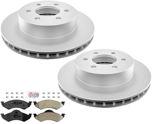 Coated Front Disc Brake Rotors Semi Metallic Brake Pads for Dodge Dakota 00-02
