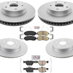Front & Rear Coated Rotors & Ceramic Brake Pads For Subaru Legacy 2.5L 16-2019