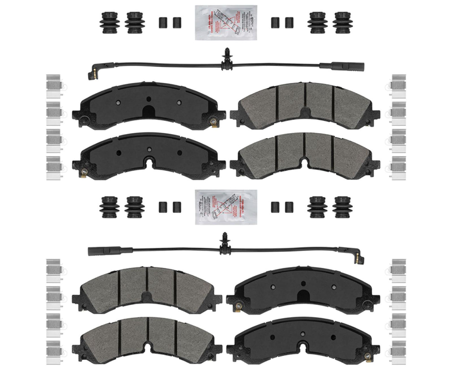 AmeriBRAKES Pastillas de freno de disco delanteras y traseras para Silverado 2500HD 20-23