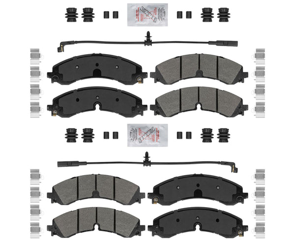 AmeriBRAKES Pastillas de freno de disco delanteras y traseras para Silverado 2500HD 20-23