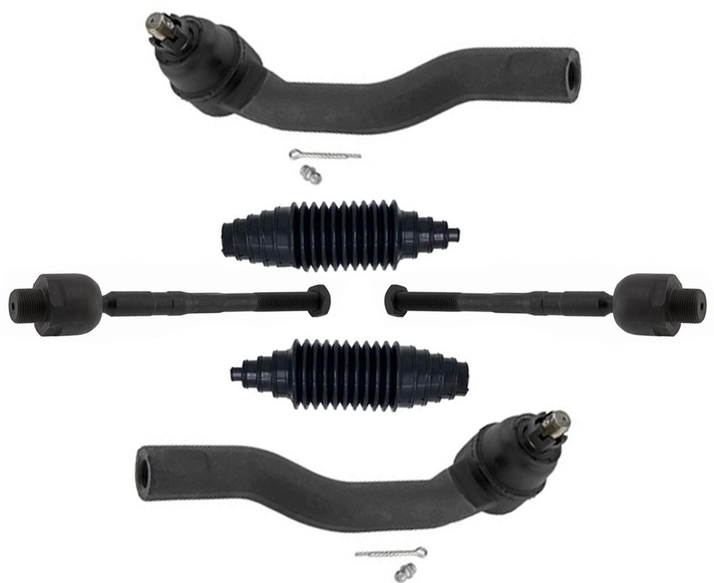 Front Inner & Outer Tie Rods & Universal Boots For Mazda CX-9 2007-2015