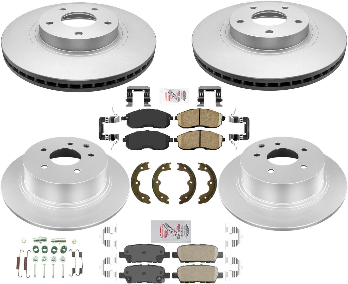 Front & Rear Coated Brake Rotors & Brake Pads For Nissan Altima 2.5L 2002-2006