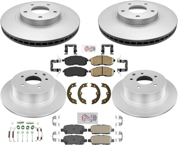 Front & Rear Coated Brake Rotors & Brake Pads For Nissan Altima 2.5L 2002-2006