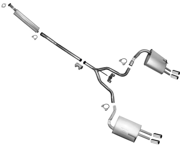 Sistema de escape de silenciadores duales con resonador de tubo de extensión para Nissan Maxima 04-2008