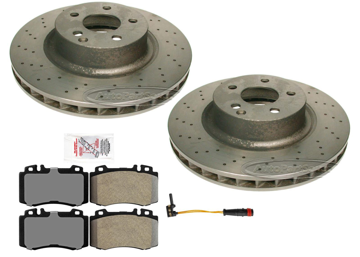 Rotores y pastillas de freno de disco delantero de carbono para Mercedes Benz CL500 2000-2002