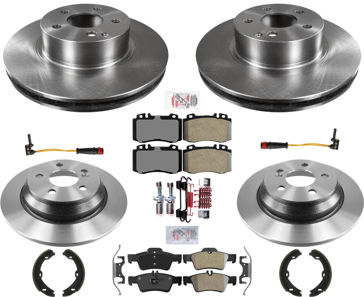 F&R Carbon Brake Rotors & Pads For Mercedes Benz S430 03-06 Rear Wheel Drive