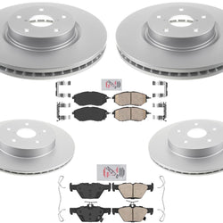 Front & Rear Coated Vented Brake Rotors & Ceramic Pads For Subaru WRX 2016-2021