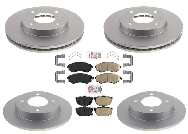 Front & Rear Coated Brake Rotors & Ceramic Pads for Hyundai Elantra 1999-2004