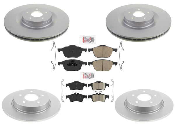 Improved Performance Coated Brake Rotors Ceramic Pads for Ford Focus 2012-2018