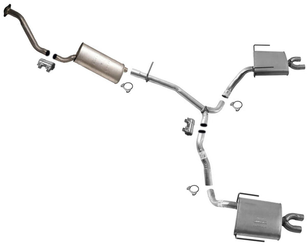 Dual Exhaust System Pipe Mufflers Clamps For GMC Acadia 3.6L 2007-2008