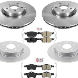 Front Vented Rotors Rear Coated Rotors & Brake Pads For Ford Focus ST 2013-2018