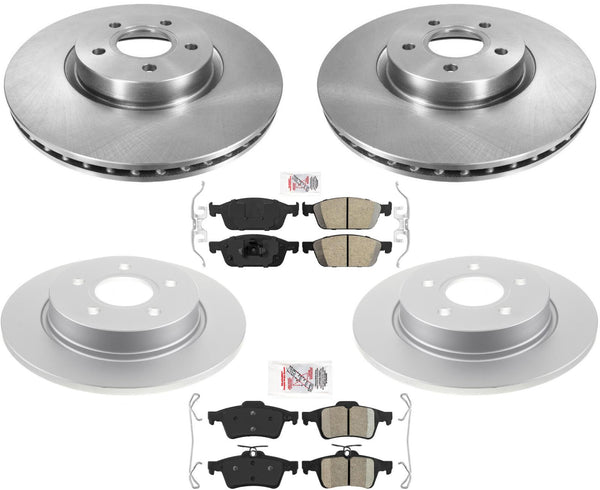 Front Vented Rotors Rear Coated Rotors & Brake Pads For Ford Focus ST 2013-2018