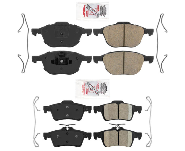 Front and Rear AmeriPro Premium Ceramic Pads Hardware for Ford Focus 12-2018