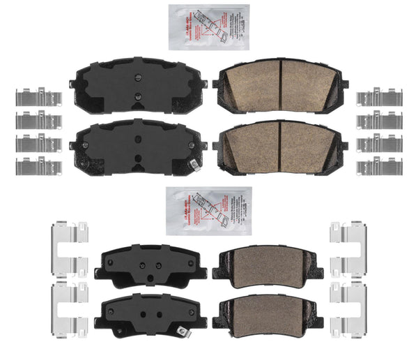 AmeriPro Almohadillas de cerámica delanteras y traseras para Hyundai Sonata 2020-2023 SE y SEL