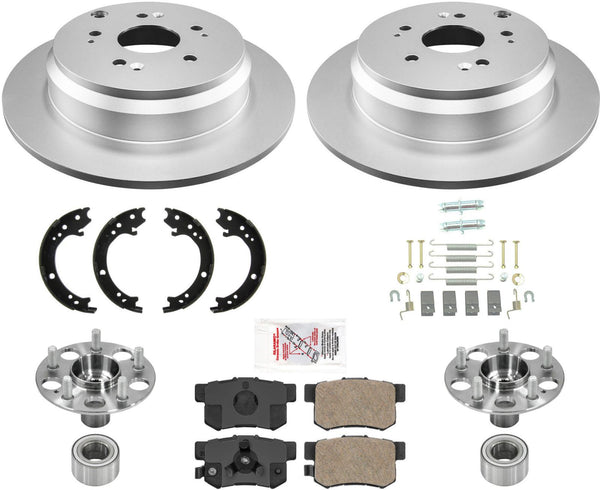 Rotores traseros recubiertos y almohadillas de cerámica Zapatas de estacionamiento Bujes traseros para Honda CR-V 2005-06