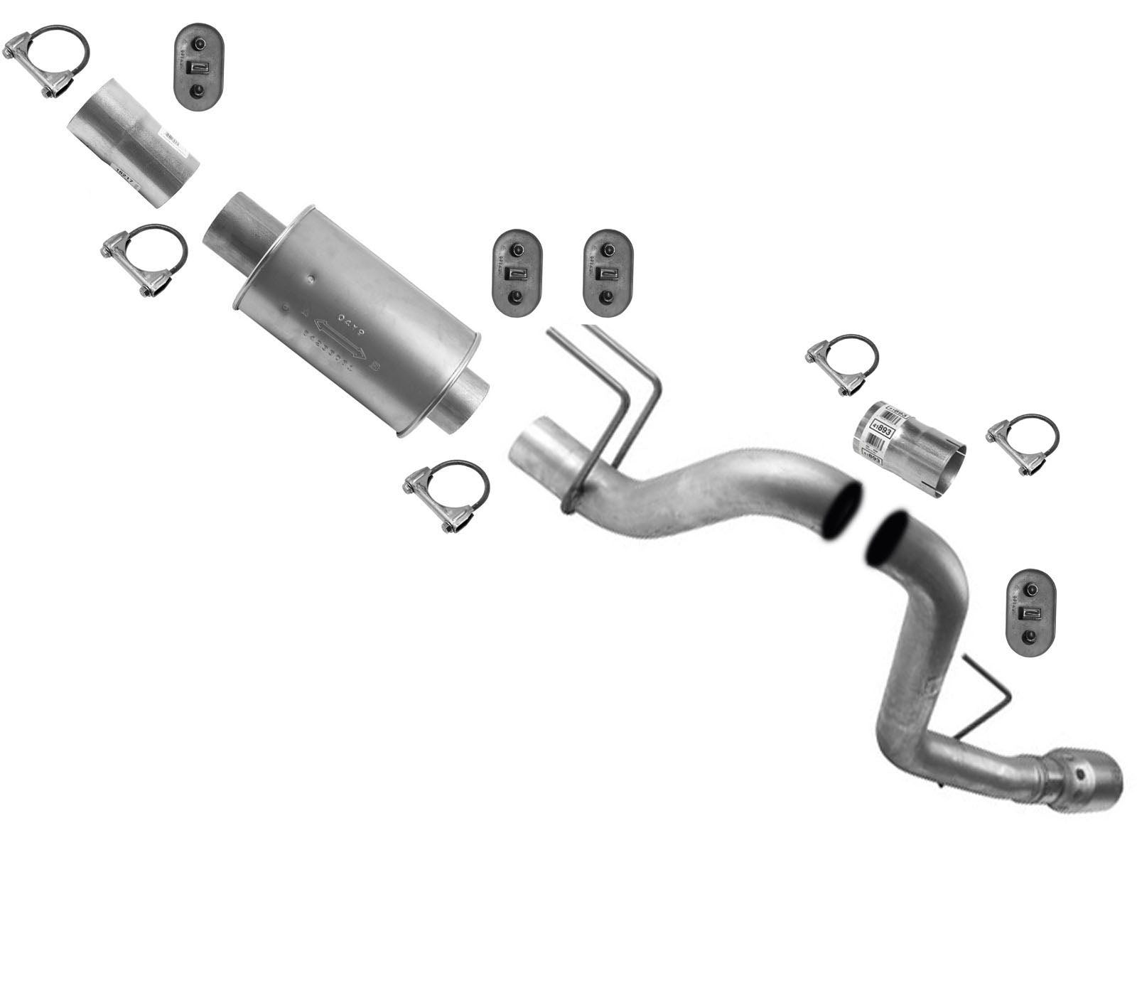 Exhaust Pipe Muffler Tail Pipe Fits 08-10 Ford F250 Super 6.4L 141.8" Wheelbase