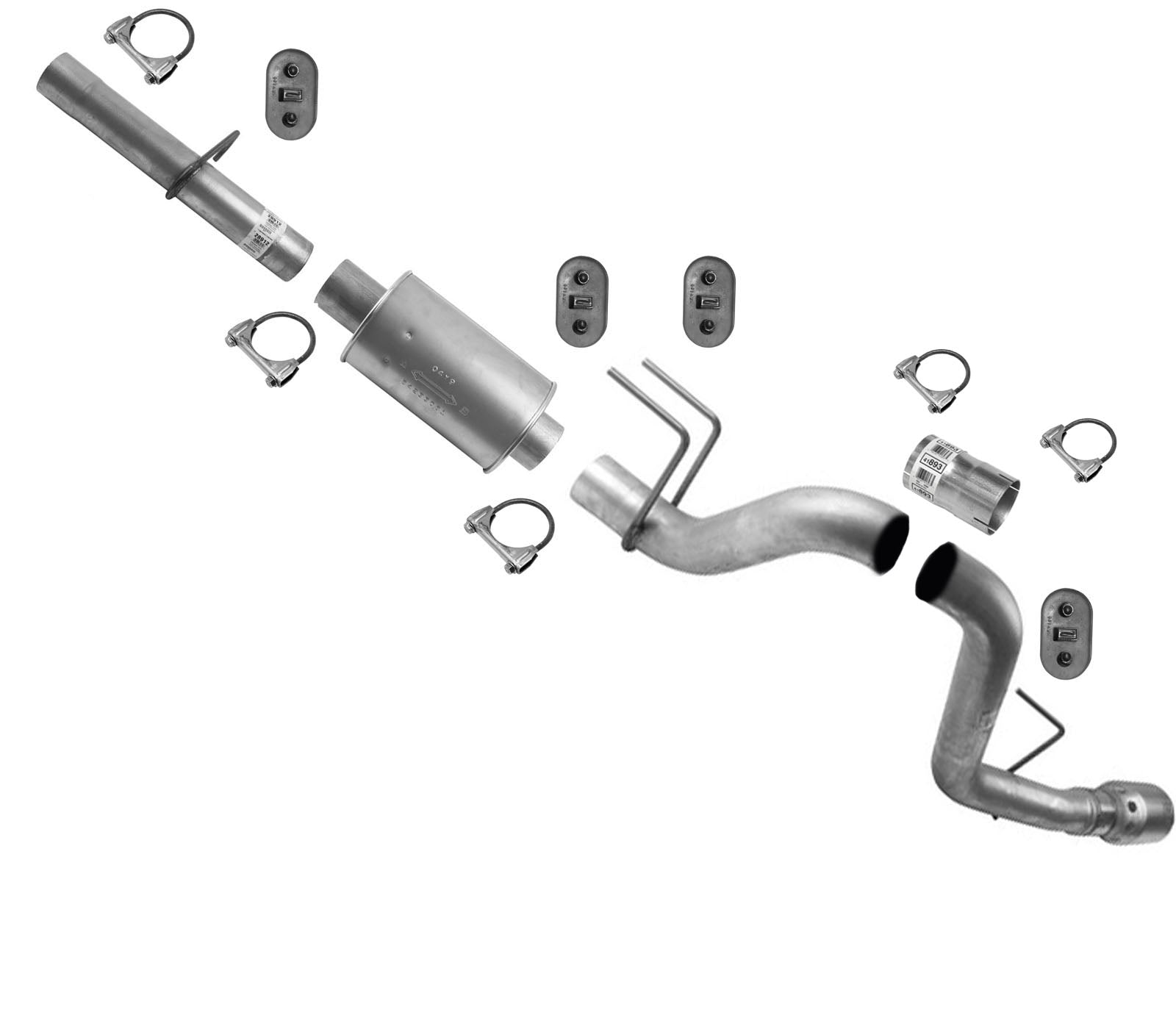 Tubo de escape silenciador para Ford F250 Super 08-10 6.4L 158.0" distancia entre ejes