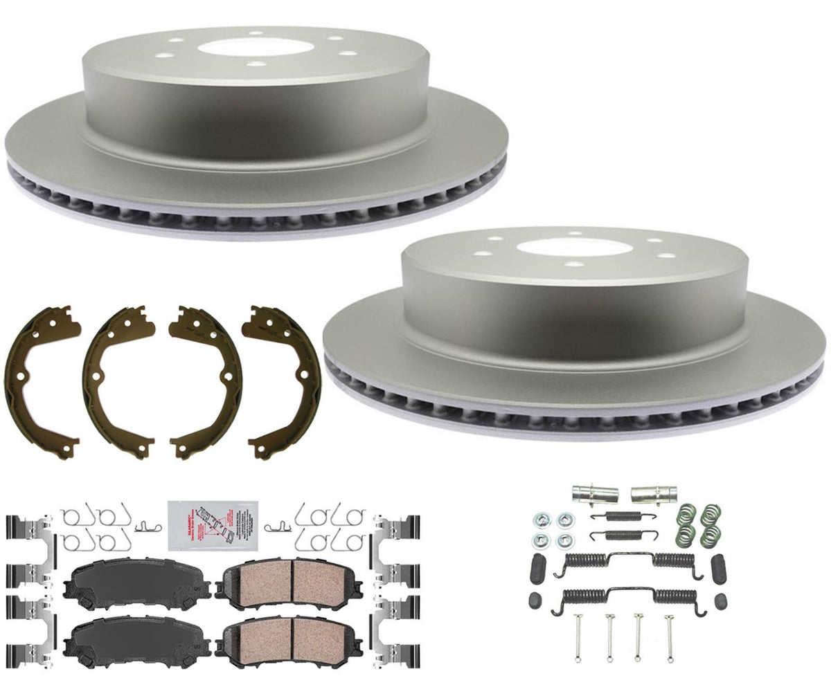 For Nissan Titan 2017-23 Rear Disc Brake Rotors Coated Disc Brake Pads Parking - Photo 1