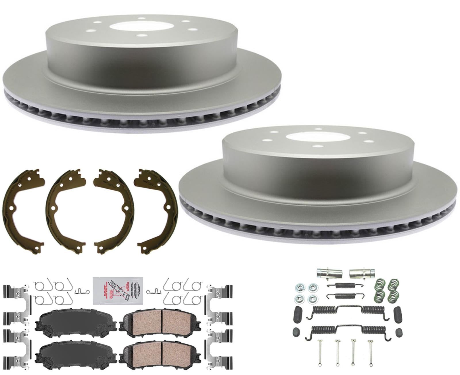 For Nissan Titan 2017-23 Rear Disc Brake Rotors Coated Disc Brake Pads Parking