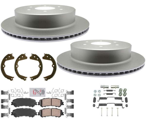 For Nissan Titan 2017-23 Rear Disc Brake Rotors Coated Disc Brake Pads Parking