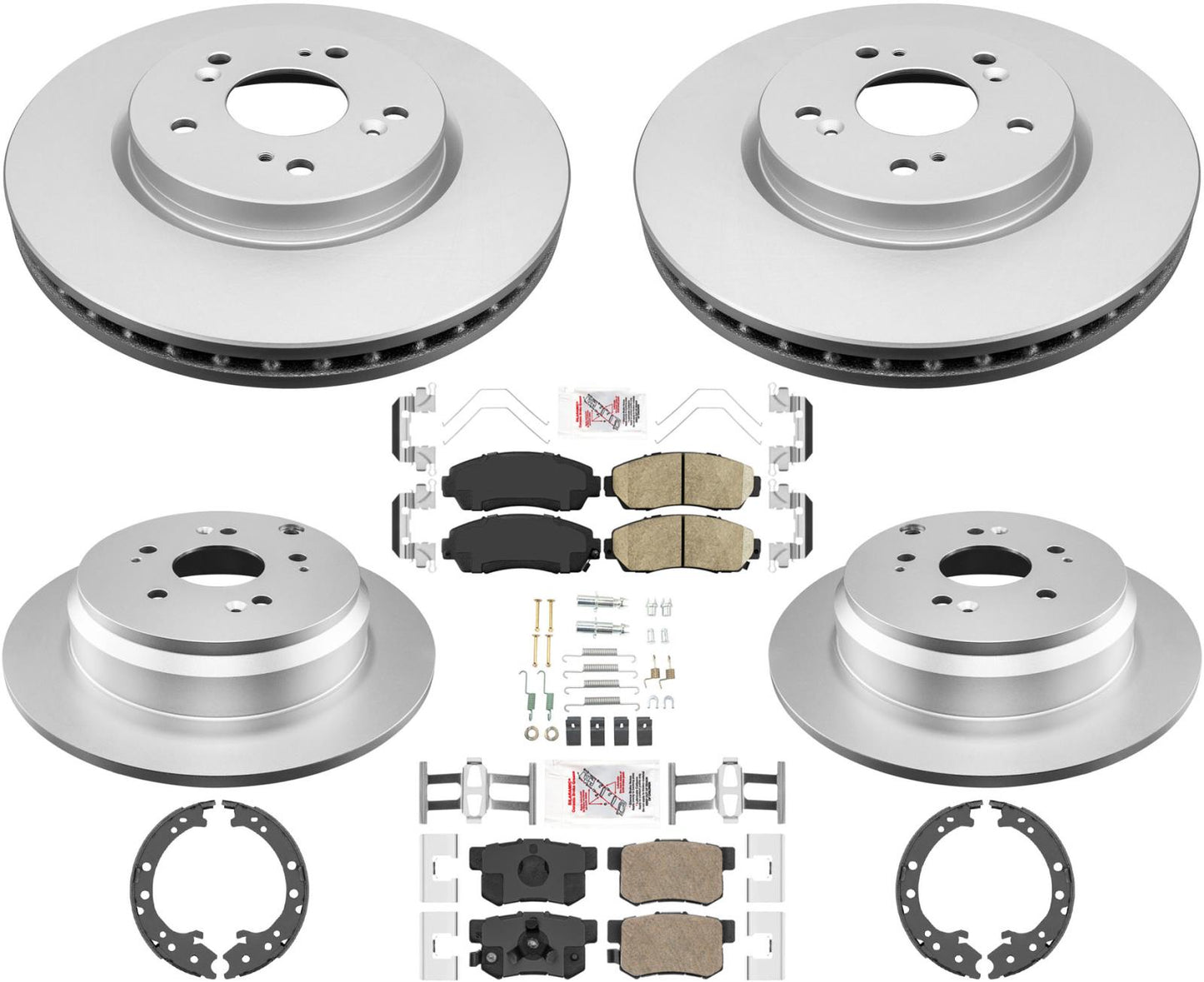 Front & Rear Coated Rotors Pads & Shoes For Honda CRV 2012-2016 All Wheel Drive - Photo 1