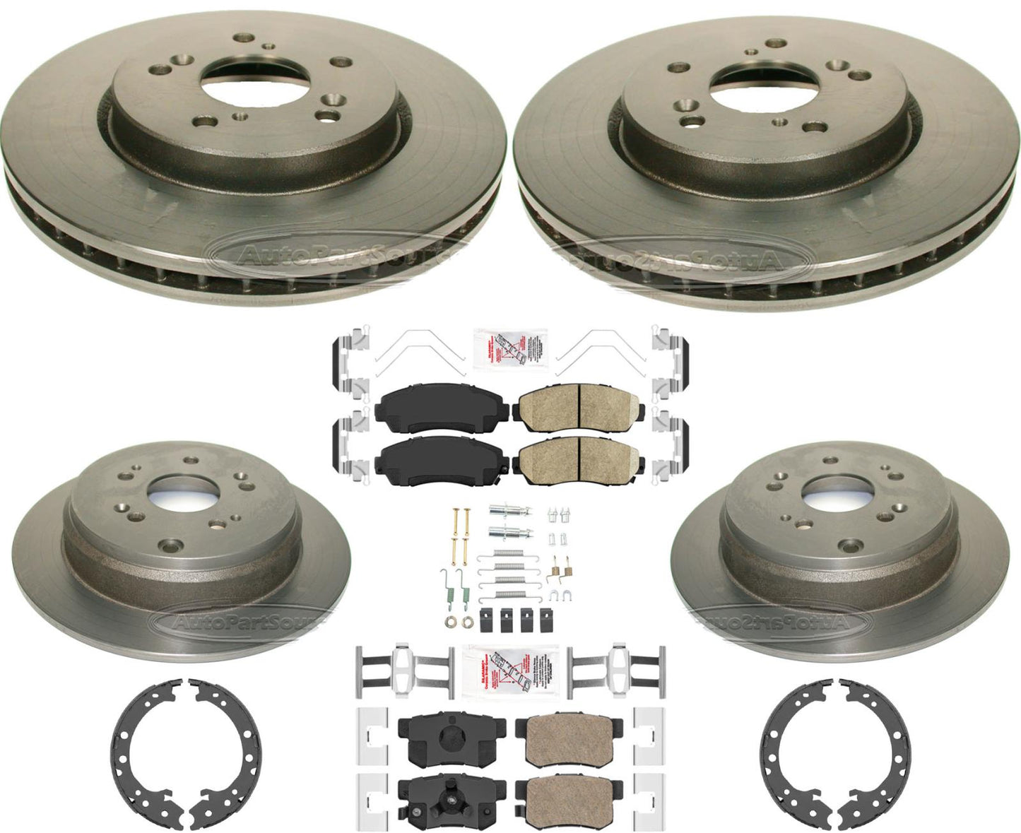 Pastillas y zapatas de rotores recubiertas de carbono Frnt &amp; Rr para Honda CRV 12-16 con tracción total - Photo 1