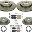 Frnt & Rr Carbon Coated Rotors Pads & Shoes For Honda CRV 12-16 All Wheel Drive