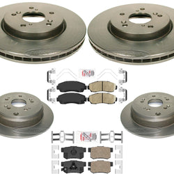 Front & Rear Carbon Coated Rotors & Pads For Honda CRV 12-2016 All Wheel Drive