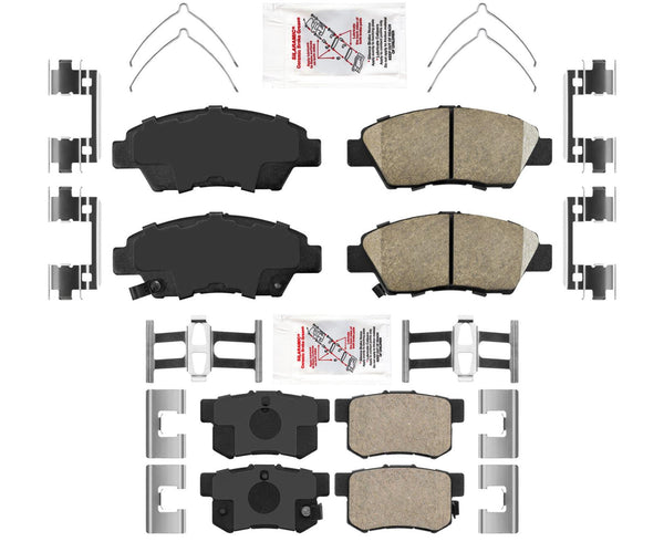 Front & Rear Ceramic Disc Brake Pads Hardware For Honda CR-Z 2011-2015