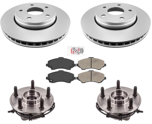 Wheel Bearing and Hub Assembly Disc Brake Rotors Pads For 07-17 Wrangler 5pc