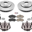 Conjunto de buje y cojinete delantero. Kit de almohadillas de rotores de disco para Jeep Wrangler 2007-2017