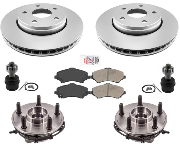 Conjunto de buje y cojinete delantero. Kit de almohadillas de rotores de disco para Jeep Wrangler 2007-2017