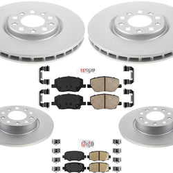F& R Coated Brake Rotors & Brake Pads W Hardware For Jeep Renegade 2015-2022