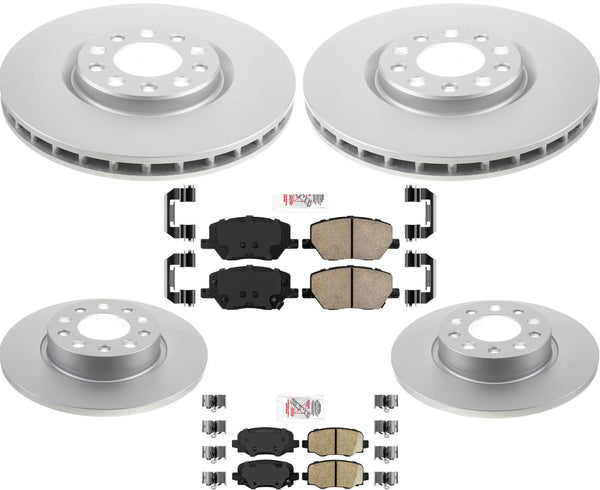 F& R Coated Brake Rotors & Brake Pads W Hardware For Jeep Renegade 2015-2022