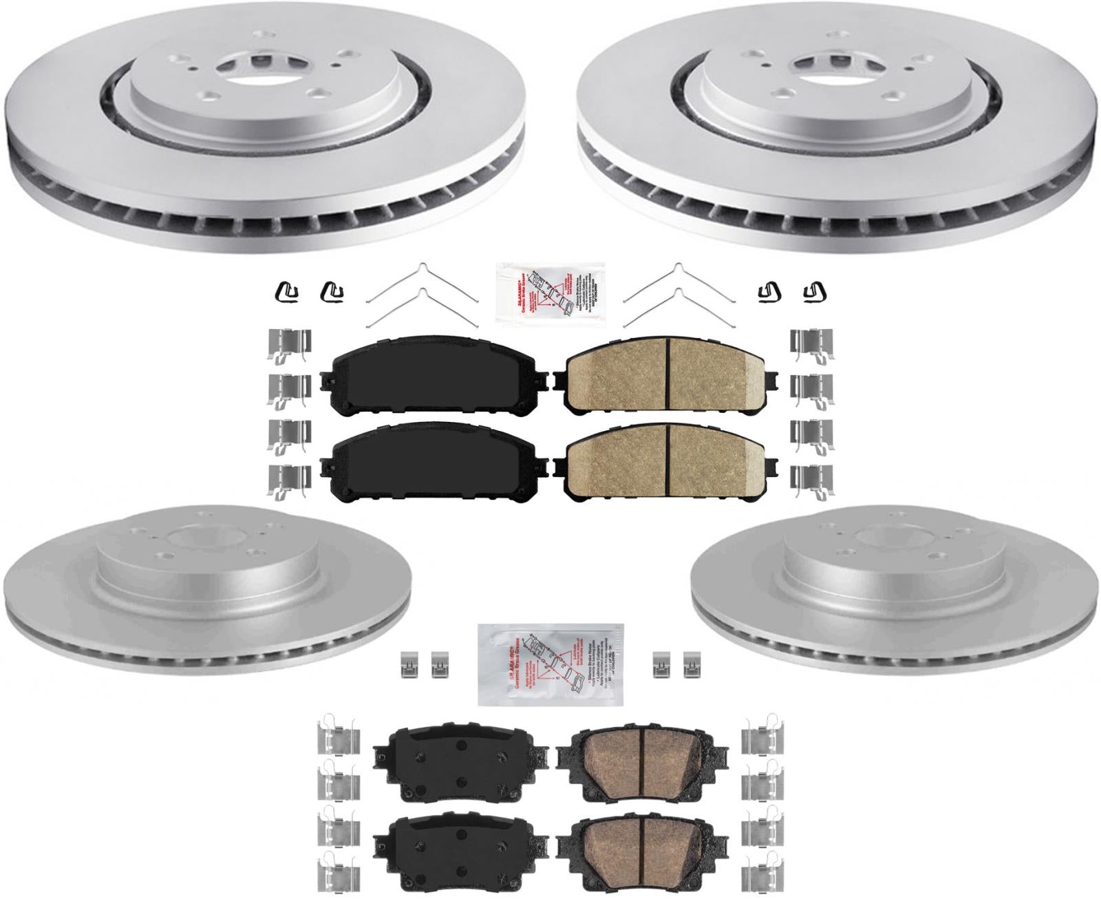 Front & Rear Coated Brake Rotors Ceramic Pads For Toyota Rav4 Prime 2021-2023