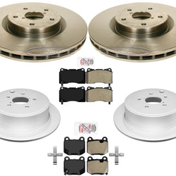 Front Steel & Rear Coated Brake Rotors Brake Pads For Subaru WRX STI 2008-2009
