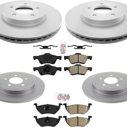 Coated Rotors & Brake Pads For Ford Escape 2005-2009 W/ Rear Disc Brake Rotors