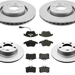 Front & Rear Coated Disc Rotors & Ceramic Brake Pads For 2007-2010 Golf City